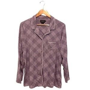 Pendleton Night Shirt Women Button Up Size XL Purple Long Sleeves Pj Top EUC
